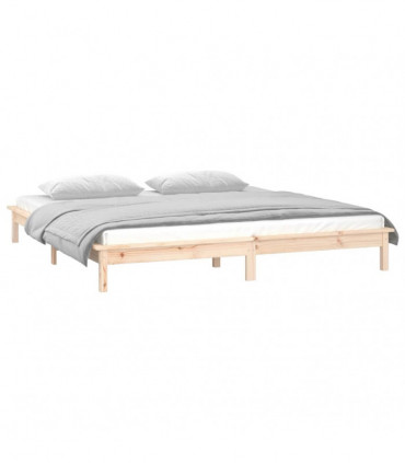 LED Bed Frame 140x190 cm Solid Wood
