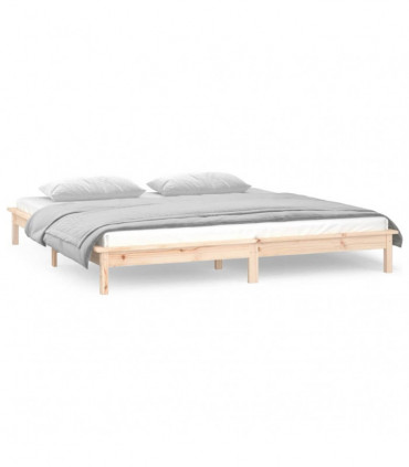 LED Bed Frame 140x200 cm Solid Wood