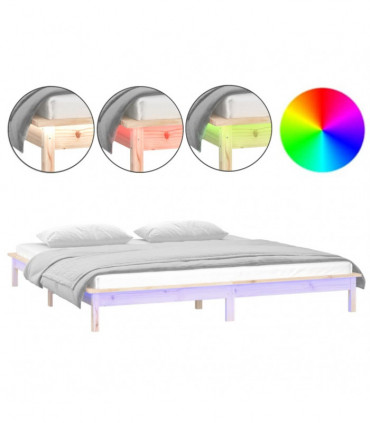 LED Bed Frame 160x200 cm Solid Wood