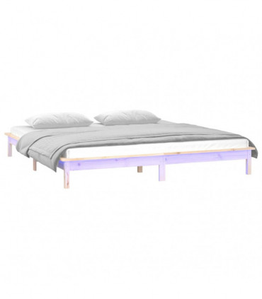 LED Bed Frame 160x200 cm Solid Wood