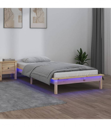 LED Bed Frame 90x190 cm 3FT Single Solid Wood
