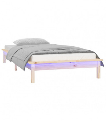 LED Bed Frame 90x190 cm 3FT Single Solid Wood
