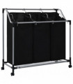 Laundry Sorter with 3 Bags Black Steel