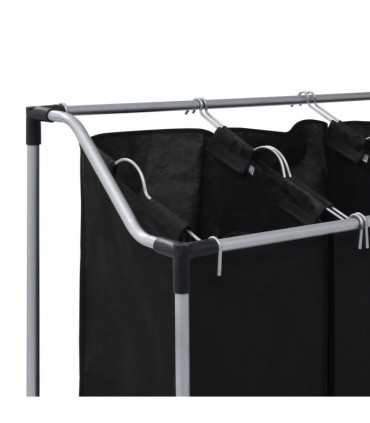 Laundry Sorter with 3 Bags Black Steel
