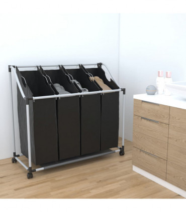 Laundry sorter with 4 bags black grey