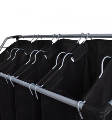 Laundry sorter with 4 bags black grey