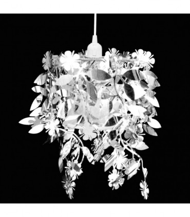 Leaves Paillette Pendant Chandelier Lamp 21,5 x 30 cm Silver