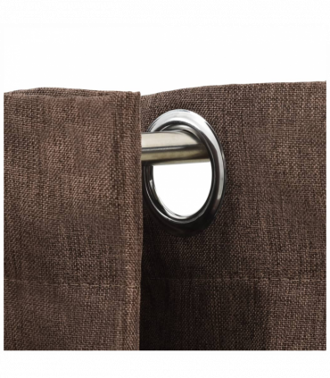 Linen-Look Blackout Curtains with Grommets 2pcs Taupe 140x245cm