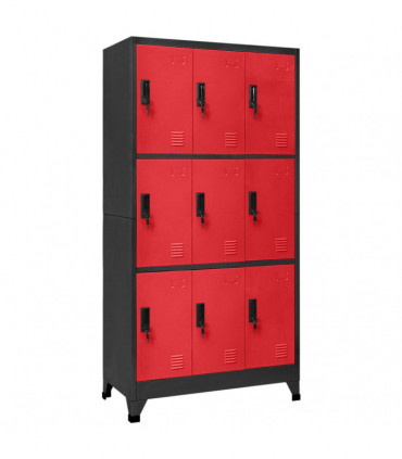 Locker Cabinet Anthracite and Red 90x45x180 cm Steel