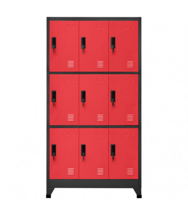 Locker Cabinet Anthracite and Red 90x45x180 cm Steel