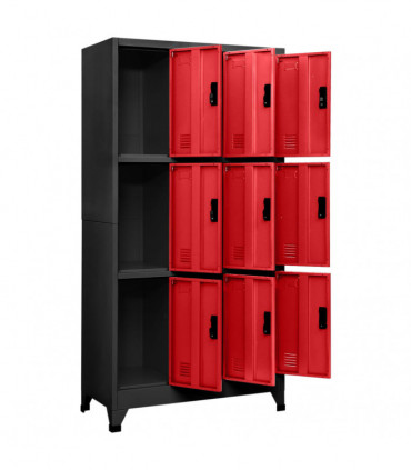 Locker Cabinet Anthracite and Red 90x45x180 cm Steel