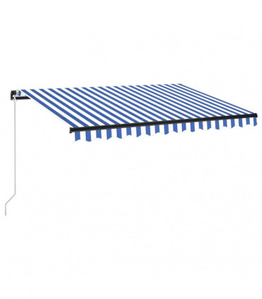 Manual Retractable Awning with LED 350x250 cm Blue and White