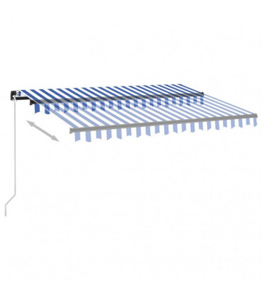Manual Retractable Awning with LED 350x250 cm Blue and White