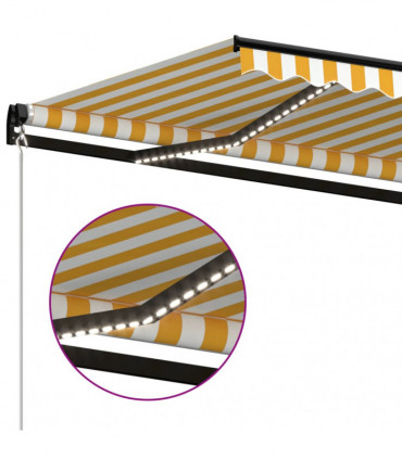 vidaXL Manual Retractable Awning with LED 400x350 cm Yellow and White