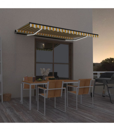 Manual Retractable Awning with LED 450x300 cm Yellow and White