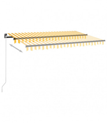 Manual Retractable Awning with LED 450x300 cm Yellow and White