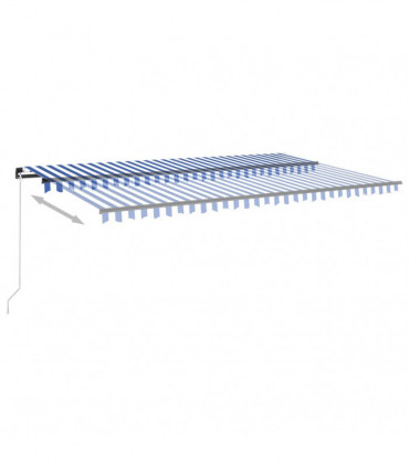 vidaXL Manual Retractable Awning with LED 500x350 cm Blue and White