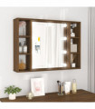 Mirror Cabinet with LED Brown Oak 76x15x55 cm
