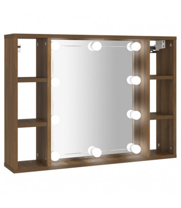 Mirror Cabinet with LED Brown Oak 76x15x55 cm