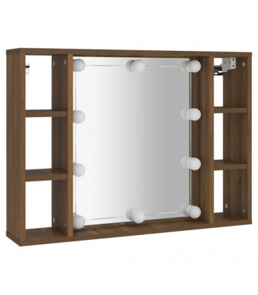 Mirror Cabinet with LED Brown Oak 76x15x55 cm