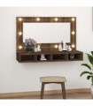 Mirror Cabinet with LED Brown Oak 90x31.5x62 cm