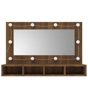 Mirror Cabinet with LED Brown Oak 90x31.5x62 cm