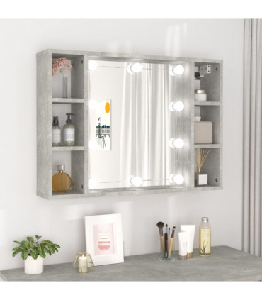 Mirror Cabinet with LED Concrete Grey 76x15x55 cm