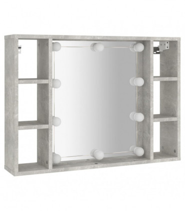 Mirror Cabinet with LED Concrete Grey 76x15x55 cm