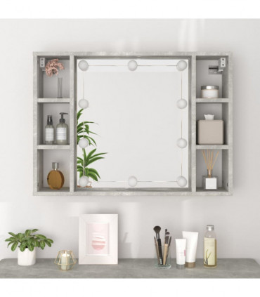 Mirror Cabinet with LED Concrete Grey 76x15x55 cm