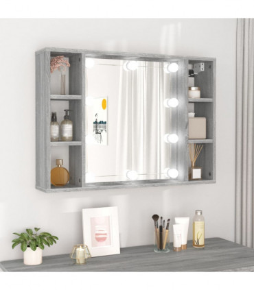 Mirror Cabinet with LED Grey Sonoma 76x15x55 cm