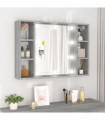 Mirror Cabinet with LED Grey Sonoma 76x15x55 cm