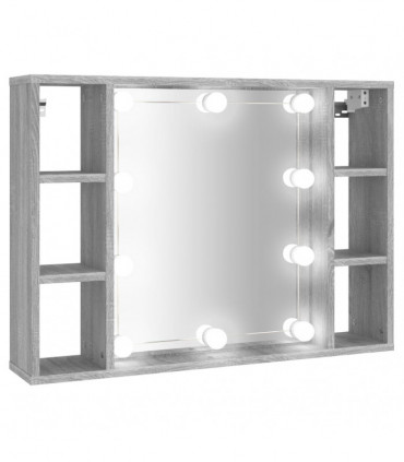 Mirror Cabinet with LED Grey Sonoma 76x15x55 cm