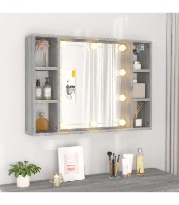 Mirror Cabinet with LED Grey Sonoma 76x15x55 cm
