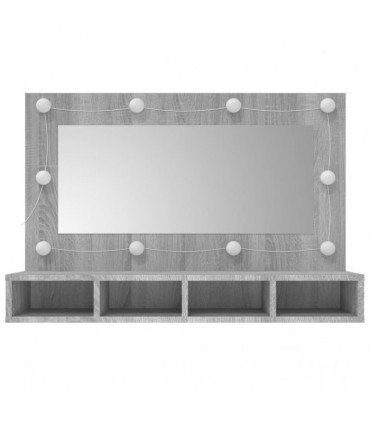 Mirror Cabinet with LED Grey Sonoma 90x31.5x62 cm