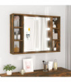 Mirror Cabinet with LED Smoked Oak 76x15x55 cm