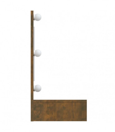 Mirror Cabinet with LED Smoked Oak 90x31.5x62 cm