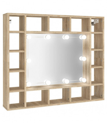 Mirror Cabinet with LED Sonoma Oak 91x15x76.5 cm