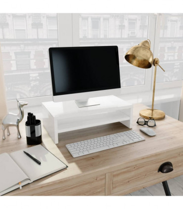 Monitor Stand High Gloss White 42x24x13 cm Engineered Wood