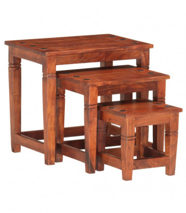Nesting Tables 3 pcs Solid Acacia Wood