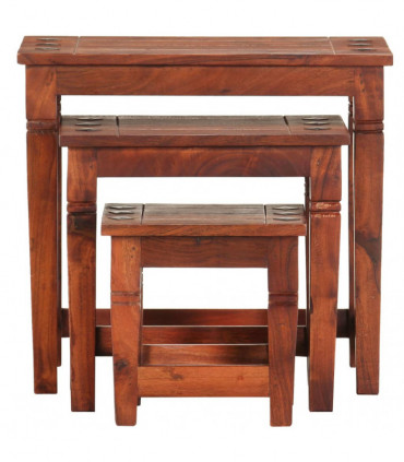 Nesting Tables 3 pcs Solid Acacia Wood