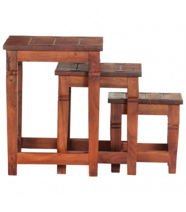 Nesting Tables 3 pcs Solid Acacia Wood