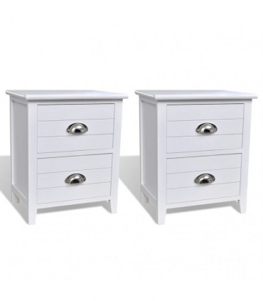 Nightstand 2 pcs with 2 Drawers White