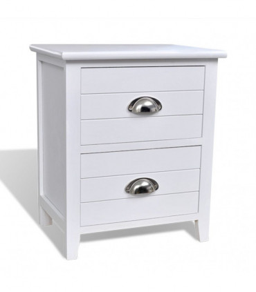 Nightstand 2 pcs with 2 Drawers White
