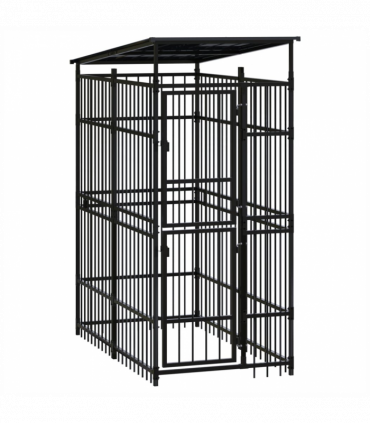 Outdoor Dog Kennel with Roof Steel 1.84 m�