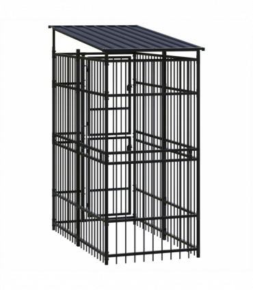 Outdoor Dog Kennel with Roof Steel 1.84 m�