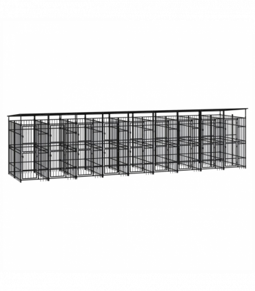 Outdoor Dog Kennel with Roof Steel 16.59 m�
