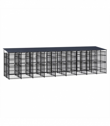 Outdoor Dog Kennel with Roof Steel 16.59 m�