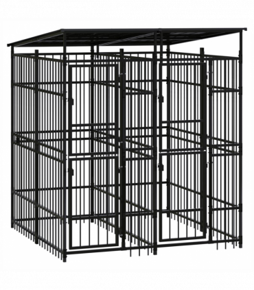 Outdoor Dog Kennel with Roof Steel 3.69 m�
