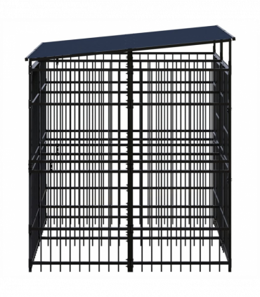 Outdoor Dog Kennel with Roof Steel 3.69 m�