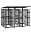 Outdoor Dog Kennel with Roof Steel 5.53 m�